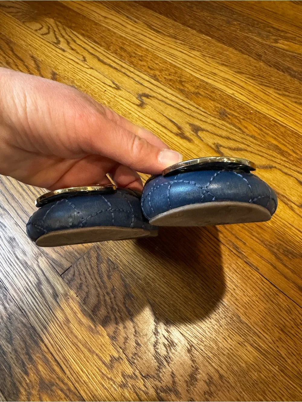 Tory Burch Women's Blue Quilted Leather Logo Ballet Flats size 6